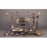 MIXED LOT OF ELECTROPLATE, to include: FIGURAL CANDLE STICK ON SQUARE BASE WITH CLAW AND BALL