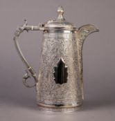 ROBERTS & BELK VICTORIAN SILVER PLATED COFFE POT with all-over chased foliate and scroll