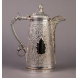 ROBERTS & BELK VICTORIAN SILVER PLATED COFFE POT with all-over chased foliate and scroll