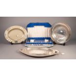 *CASED SET OF SIX PAIRS OF ELECTROPLATED FISH EATERS, together with a TWO HANDLED OVAL PLATTER, OVAL