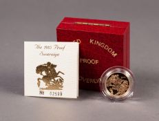 ROYAL MINT CASED AND CAPSULATED ELIZABETH II GOLD PROOF SOVEREIGN 1985 (VF) in hard red case with