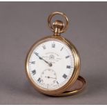 THOMAS RUSSELL & SON, LIVERPOOL, ROLLED GOLD OPEN FACED POCKET WATCH with Swiss 10 jewels keyless