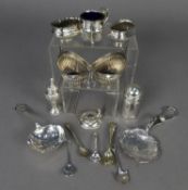 TWO PAIR OF LATE VICTORIAN AND EDWARDIAN SILVER SALT CELLARS (liver absent), SILVER MUSTARD POT with