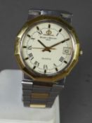 BAUME & MERCIER LADY'S STAINLESS STEEL PARCEL GILDED QUARTZ BRACELET WRIST WATCH