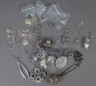 TWELVE VARIOUS HALLMARKED SILVER AND WHITE METAL PENDANT NECKLACES, fine chains, also NINE SILVER