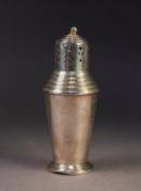 ART DECO SILVER SUGAR CASTER, of tapering form with circular foot and stepped shoulders and cover, 6