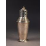 ART DECO SILVER SUGAR CASTER, of tapering form with circular foot and stepped shoulders and cover, 6