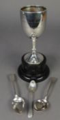 PRE WAR SILVER TROPHY GOBLET on bakelite socle with engraved presentation inscription, Birmingham