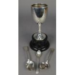 PRE WAR SILVER TROPHY GOBLET on bakelite socle with engraved presentation inscription, Birmingham