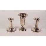 PAIR JAMES DIXON & SONS SILVER CANDLESTICKS OF OCTAGONAL FORM with plain columns and weighted