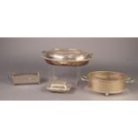 *ELECTROPLATED OVAL ENTRÉE DISH, with two handled cover, together with a MINIATURE OBLONG EXAMPLE,