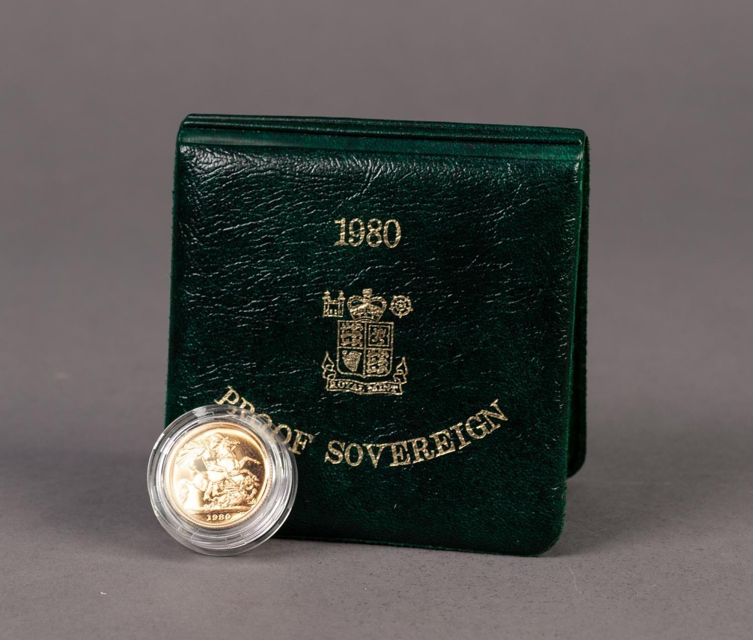 ROYAL MINT CASED AND CAPSULATED ELIZABETH II GOLD PROOF SOVEREIGN 1980 (VF) with outer card case - Image 2 of 4