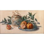 BRITISH SCHOOL (Late Nineteenth Century)WATERCOLOUR Still life of pomegranates, a stoneware ginger