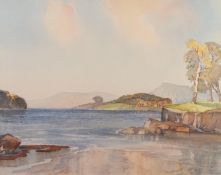 JAMES ALLEN HILL (1903-1985)WATERCOLOUR 'Ascog Point and Bay, The Clyde' Signed lower left, labelled