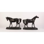 PAIR OF LATE 19th CENTURY CONTINENTAL 'BRONZED' SPELTER MODELS of a stallion and mare, each standing