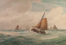FREDERICK JAMES ALDRIDGE  (1850-1933) WATERCOLOUR'Off the Dogger Bank' Signed and dated 1888 lower