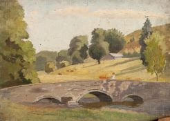 THOMAS ALFRED CLARKE FOUR OIL PAINTINGS ON BOARD 'In the Cotswolds', village scene Signed and titled