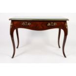NINETEENTH CENTURY LOUIS XV STYLE FRENCH INLAID ROSEWOOD SMALL BUREAU PLAT WITH GILT BRONZE