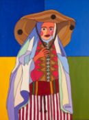 MOHAMED LAABRI ZAIDANE (Tangiers b.1976) ACRYLIC ON CANVASFemale in native costumeSigned lower right