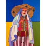 MOHAMED LAABRI ZAIDANE (Tangiers b.1976) ACRYLIC ON CANVASFemale in native costumeSigned lower right