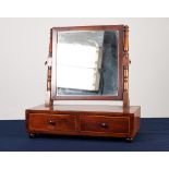 EARLY NINETEENTH CENTURY CROSSBANDED MAHOGANY TOILET MIRROR,