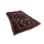 SEMI ANTIQUE SHIRVAN CAUCASIAN LARGE RUG, with large centre medallion, with stepped sides Royal blue