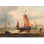 GEORGE D. CALLOW (act. 1858-1873) PAIR OF OIL PAINTINGS ON MAHOGANY PANELS Coastal scene s with