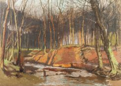 JAMES HARGREAVES MORTON (1881-1918) PASTEL DRAWING ?Stream in Wood? Unsigned, labelled verso 13 ½? x