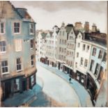 CAMILLA DOWSE (TWENTIETH/ TWENTY FIRST CENTURY) ACRYLIC ON BOARD ?Victoria Street, Edinburgh?