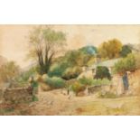 PETER S. BUCHANAN, Glasgow R.A. (active 1860 - 1911) WATERCOLOUR DRAWING Poultry outside a farmhouse