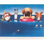 DOUG HYDE (b.1972) ARTIST SIGNED LIMITED EDITION COLOUR PRINT ?Doggie Paddle?, (13/395) 19? x 26? (