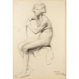 M. YARDLEY PENCIL DRAWING Seated young female nude Signed and dated 'May 19th 1929' lower right 17