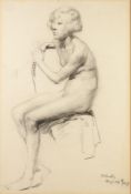 M. YARDLEY PENCIL DRAWING Seated young female nude Signed and dated 'May 19th 1929' lower right 17