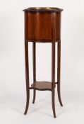 EDWARDIAN LINE INLAID MAHOGANY JARDINIÈRE, of square, serpentine outline, the moulded top edge