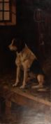 BRITISH SCHOOL(LATE NINETEENTH/EARLY TWENTIETH CENTURY)OIL PAINTING ON CANVAS A solitary hound sat