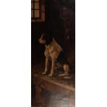 BRITISH SCHOOL(LATE NINETEENTH/EARLY TWENTIETH CENTURY)OIL PAINTING ON CANVAS A solitary hound sat
