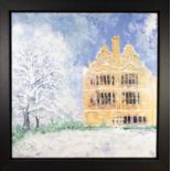 KATHARINE DOVE (TWENTIETH/ TWENTY FIRST CENTURY) MIXED MEDIA ON CANVAS ?Trinity College Snow,