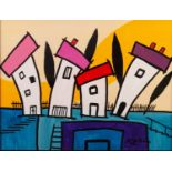 MARKO ZUBEKACRYLIC ON CANVAS BOARD Abstracted houses Signed and dated (20) '06lower right 12 1/2"