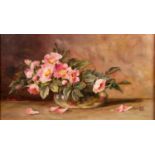 FLORIE LEE (LATE NlNETEENTH/ EARLY TWENTIETH CENTURY) OIL PAINTING ON CANVAS Still Life- Bowl of