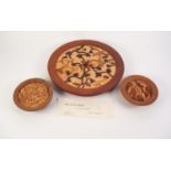 THREE MIKE & GILL HAYDUK FRET CUT WOODEN CIRCULAR ?DECORATIVE JIGSAWS?, comprising: one of floral