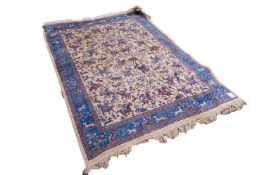 MACHINE WOVEN TAPESTRY HUNTING RUG OR WALL HANGING, with an all-over decoration of equestrian