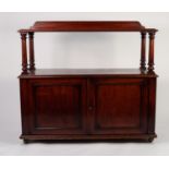 EARLY NINETEENTH CENTURY FIGURED MAHOGANY BUFFET, the moulded oblong top with short back and