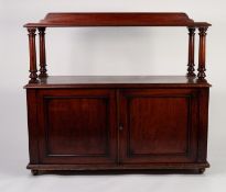 EARLY NINETEENTH CENTURY FIGURED MAHOGANY BUFFET, the moulded oblong top with short back and