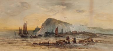 ROBERT ANDERSON (1842-1885) PAIR OF WATERCOLOUR DRAWINGS Fishing boats off the coast at Whitby