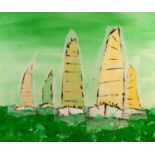 MARKO ZUBEK (Croatia b.1979) ACRYLIC PAINTINGS ON CANVASSEVEN ABSTRACTED STUDIES OF YACHTS each