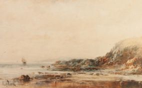 ALBERT POLLITT (1856-1926) WATERCOLOUR DRAWING Coastal scene Signed and dated 1889 11 ½? x 18? (29.