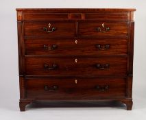 EARLY NINETEENTH CENTURY TONBRIDGE BANDED MAHOGANY CHEST OF DRAWERS, the oblong top above two