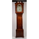 GEORGE II OAK LONGCASE CLOCK SIGNED MORISON & BLACK, PEEBLES, the 12? painted Roman dial with