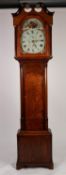 GEORGE II OAK LONGCASE CLOCK SIGNED MORISON & BLACK, PEEBLES, the 12? painted Roman dial with