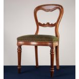 SET OF FOUR VICTORIAN STYLE MODERN REPRODUCTION MAHOGANY BALLOON BACK SINGLE DINING CHAIRS, each